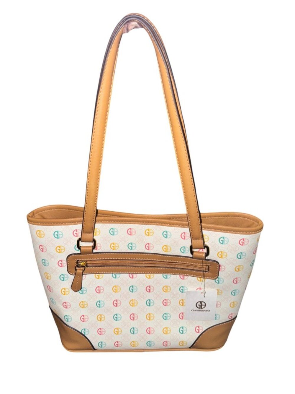 Giani Bernini Multicolor Logo Shoulder Bag Leather Trim & Handles Organizer - Picture 3 of 10